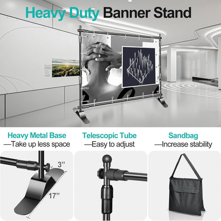 EMART 10x8ft Adjustable Photo Backdrop Banner Stand Heavy Duty Frame Kit