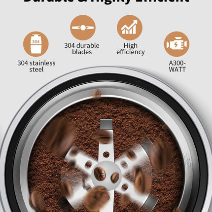 Coffee Grinder 300W Stainless Steel Low Noise Electric Grinder SHARDOR