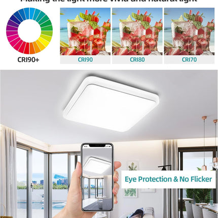 72W Modern 48cm LED Ceiling Light Square 6000K Daylight Flush Mount Lamp