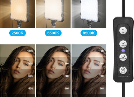 Video Lights 2-Pack LED with 63" Tripods Dimmable USB Studio Kit Obeamiu