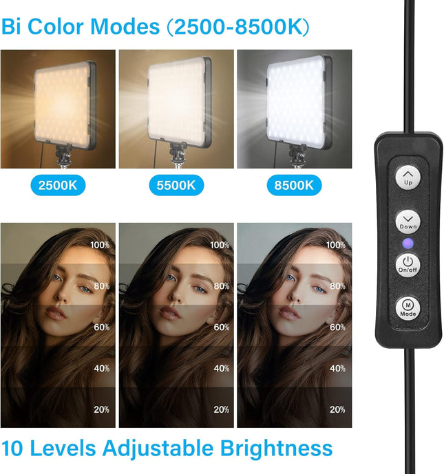 Video Lights 2-Pack LED with 63" Tripods Dimmable USB Studio Kit Obeamiu