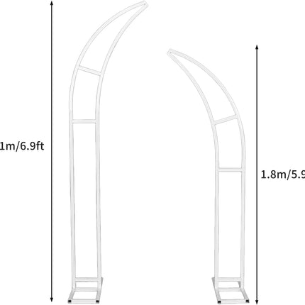 Metal Wedding Backdrop Stand Moon Shape Arch 2.1M 1.8M 2Pcs Maxant