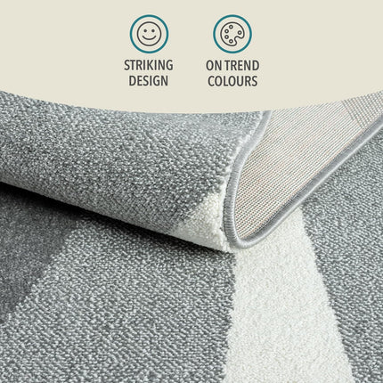 Medium Area Rug 160x230cm Swirl Pattern Vibrant Short Pile Natural