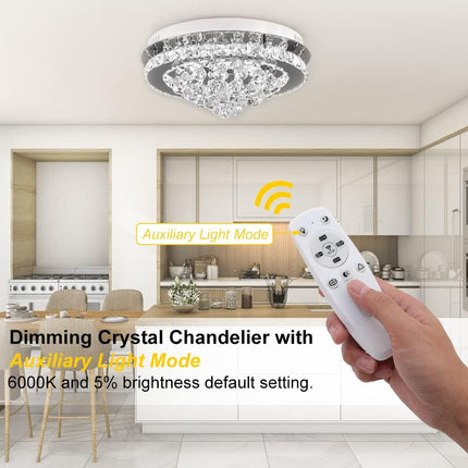 36W Dimmable Crystal LED Ceiling Light 40cm with Remote, 3000K-6000K
