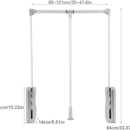 Pull Down Clothes Rail Adjustable 890-1210mm Wardrobe Lift 20KG Nisorpa