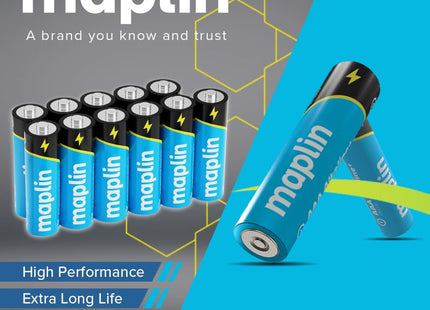 Maplin 40x AAA LR03 7 Year Shelf Life 1.5V High Performance Alkaline Batteries with Universal Battery Tester