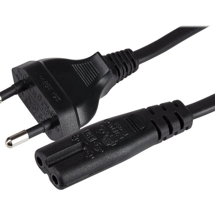 Maplin Power Lead IEC C7 Fig 8 2 Pin Plug to Euro 2 Pin Plug - 2m (Not Fused)