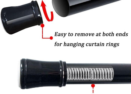 2PCS Extendable Curtain Rods Black Telescopic Spring, 70.5-120CM