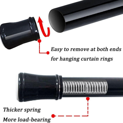 2PCS Extendable Curtain Rods Black Telescopic Spring, 70.5-120CM