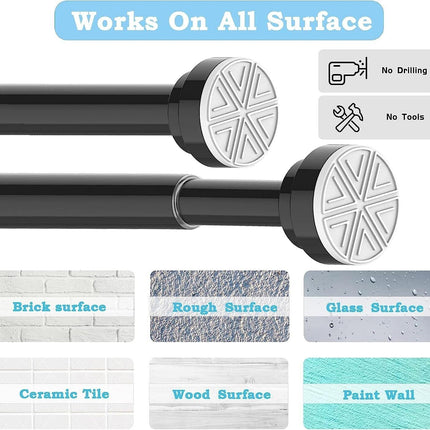 Shower Curtain Rod Tension Extendable 2PCS 50.5-80cm Bathroom Wardrobe