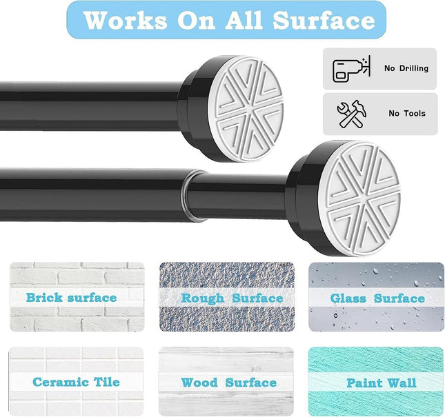 Shower Curtain Rod Tension Extendable 2PCS 50.5-80cm Bathroom Wardrobe