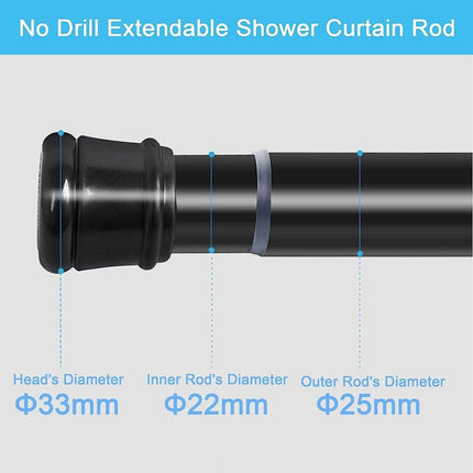 Shower Curtain Rod Tension Extendable Anti Slip 2PCS 50.5-80cm No Drill
