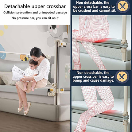 Toddler Bed Guard 150cm No-Install Adjustable Height Frog Design Gray EAQ