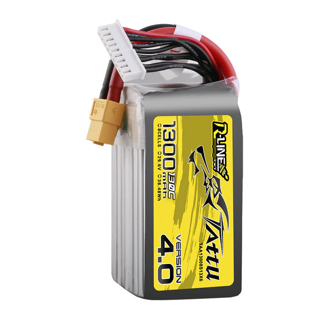 Tattu 1300mAh 8S 130C 29.6V R-Line Version 4.0 Lipo Battery Pack With XT60 Plug