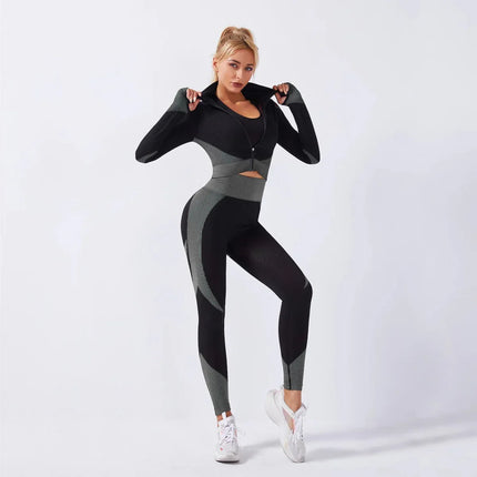 3-Piece Seamless Yoga Set for Women - Elastic Gym Outfit for Fitness and Yoga