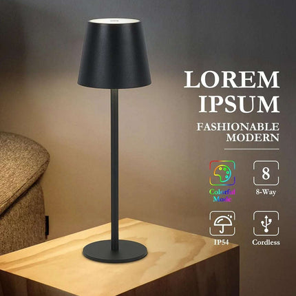 Cordless LED Table Lamp RGB Rechargeable Desk Light IP54 Touch Dimmable 2 Pack
