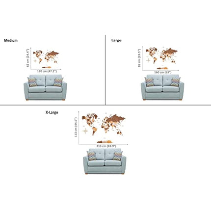 Woodvio 3D Wooden World Map, Decorative Wall Art for Home and Office Décor - size Medium (120x62cm)