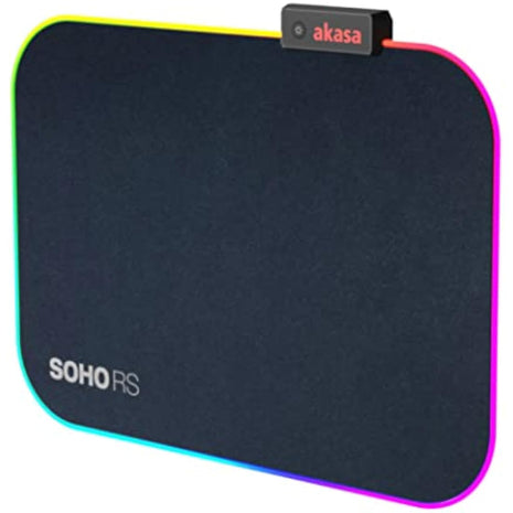 Akasa SOHO RS High Precision RGB Mouse Pad | Gaming Mouse Mat with 9 RGB Modes | Water-Resistant Mousepad | Anti-Slip Base | USB Powered | 350X250X4 mm | For PC, Laptop, Computer | AK-MPD-06RB
