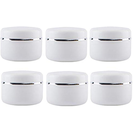 100ML White Plastic Cosmetic Jars Slime Jars Storage Cosmetic Containers Pots Jars with Screw on Lids and Liners for Lotions Creams and Body Scrub- 6 Pack