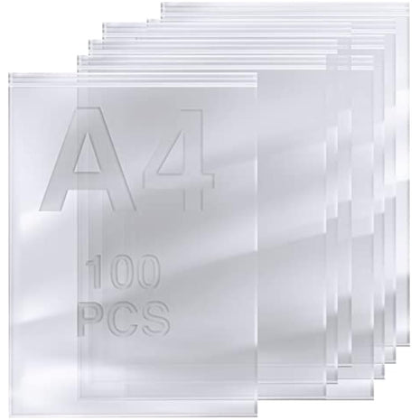 100 Grip Seal Bags 9" x 12.75" (A4) | Reusable Strong Zip Lock | Small Clear Resealable Plastic Bags | Polythene Packaging for Food Storage, Jewellery - by Sabco (9" x 12.75")