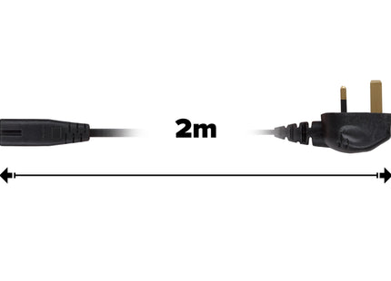 Maplin Power Lead IEC C7 Fig 8 2 Pin Plug to UK 3 Pin Mains Plug - 2m, 3 Amp Fuse