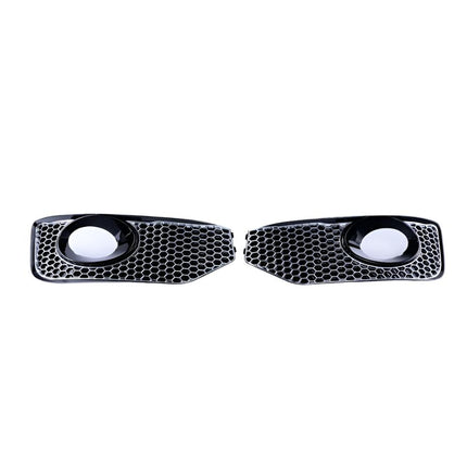 For VW T5 .1 Transporter Honeycomb Sport-Line Front Spoiler Foglight Trims (Matte Chrome)