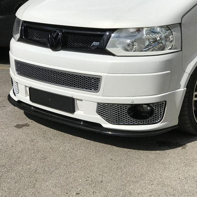 For VW T5 .1 Transporter Honeycomb Sport-Line Front Spoiler Foglight Trims (Matte Chrome)