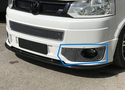 For VW T5.1 Transporter Sportline Honeycomb Front Spoiler Fog Light Trims Matte Chrome | Van-X