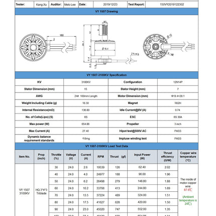 BrotherHobby VY 1507 Motor (3100Kv, 4150Kv) 3-6S