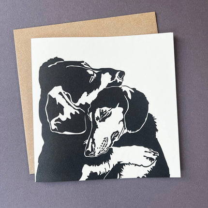 Dachshund Cuddles Letterpress Card