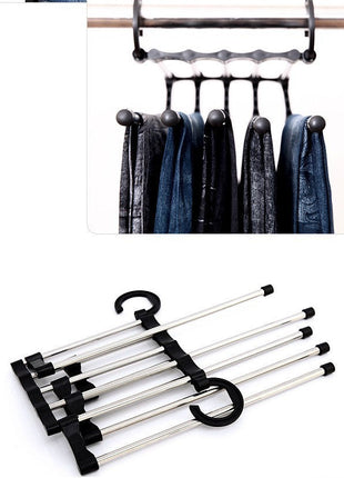 5 In 1 Wardrobe Hanger Multi-functional Clothes Hangers Pants Stainless Steel Magic Wardrobe Clothing Hangers For Clothes Rack
