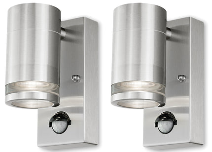 4lite Marinus GU10 Single Direction Outdoor Wall Light with PIR - Stainless Steel