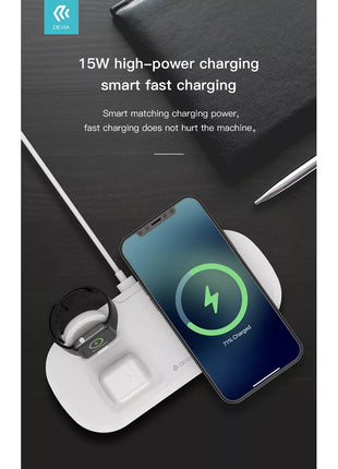 Devia 15W Triple Wireless Magnetic Charging Pad for Apple iPhone, Airpods & Watch
