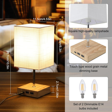 Lightsjoy Touch Table Lamp with USB-C – Dimmable Bedside Light White