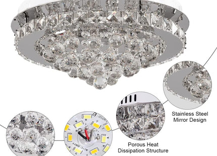 36W Dimmable Crystal LED Ceiling Light 40cm with Remote, 3000K-6000K