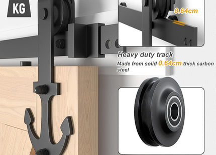 Sliding Barn Door Kit 6FT Heavy Duty Single Wood Door Track Black SANKEYTEW