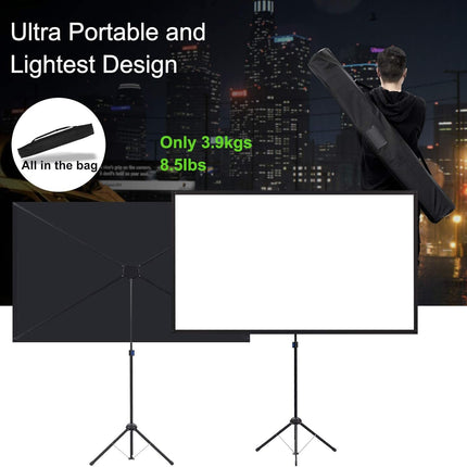 Projector Screen with Stand 100 Inch 16:9 Portable Outdoor Tripod excelimage