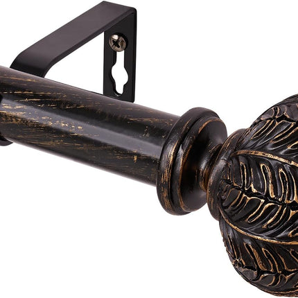 Extendable Black Curtain Pole 77-210cm, 1'' Dia, Diamond Ball Finials, 30-84 inch
