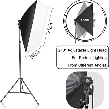Softbox Lighting Kit 20''x 28'' 50W LED Bulbs for Photo and Video - 1 Pack EMART
