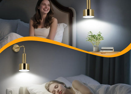 Lightsjoy 2x Rechargeable Wall Lights RGB Dimmable with Remote – Gold Finish