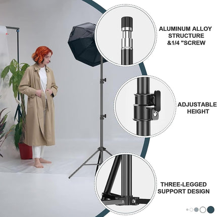 EMART 7Ft Light Stand 2-Pack – Portable Tripods for Ring Light, Flash, Studio