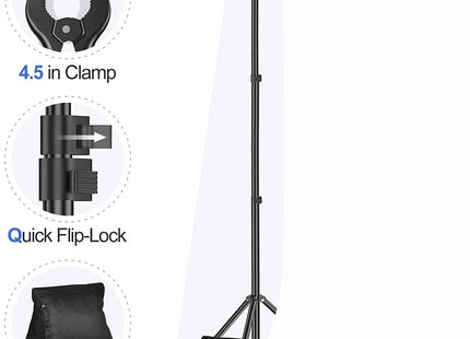 EMART 2x3m Backdrop Stand Kit with Clamps, Sandbags & Carry Bag – Black