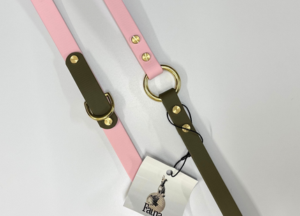 Petra Multiway Dog Lead in Olive & Pastel Pink