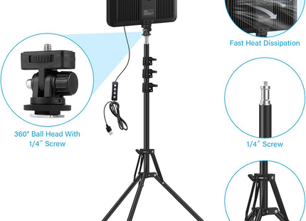 Video Lights 2-Pack LED with 63" Tripods Dimmable USB Studio Kit Obeamiu