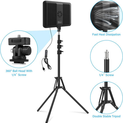 Video Lights 2-Pack LED with 63" Tripods Dimmable USB Studio Kit Obeamiu