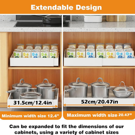 COVAODQ Pull-Out Kitchen Storage Organizer, Adjustable 31.5-52CM, 2-Pack
