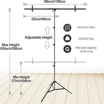 White Photography Backdrop 1.5x2m with T-Stand 1.5x2.6m Studio Kit EMART
