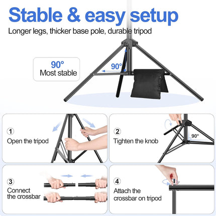 Backdrop Stand 3x3m Photo Studio Support Kit Black With 8 Clamps EMART