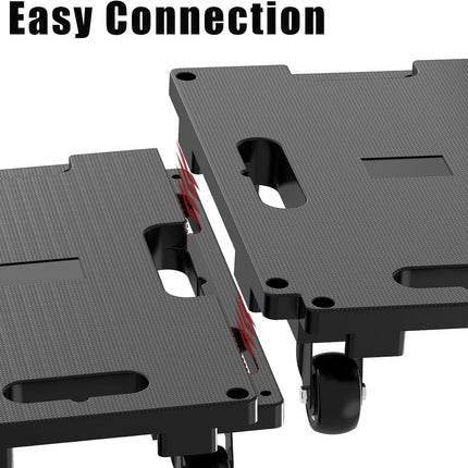 SOLEJAZZ Connectable Mobile Dolly 440LBS Heavy Duty Trolley, 4-Pack, Black