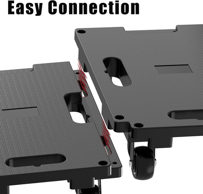 SOLEJAZZ Connectable Mobile Dolly 440LBS Heavy Duty Trolley, 4-Pack, Black
